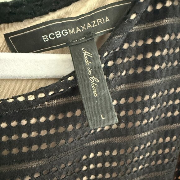 BCBG MAXAZRIA Sheer/Lined Black A Line Dress - Size Large - Picture 3 of 9